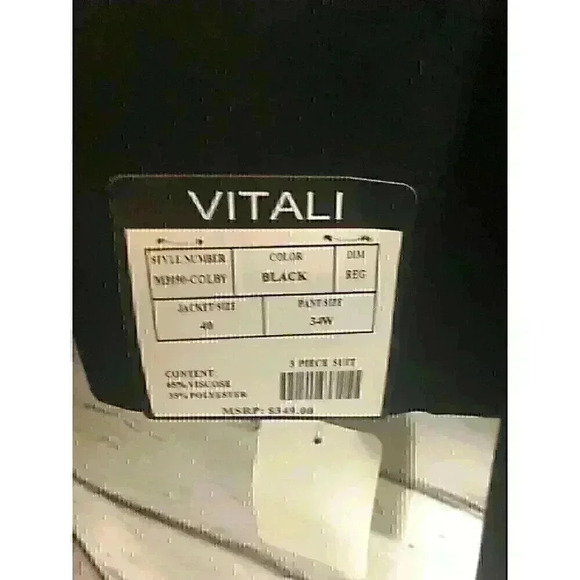 NWT Vitali Mens Size 40 Black 2 Button Suit Jacket Blazer - Picture 3 of 8